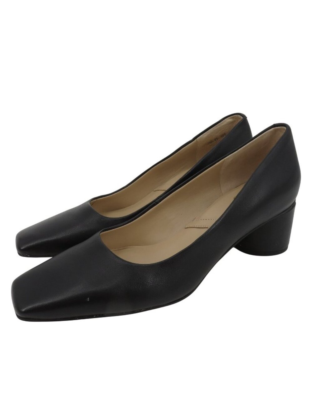 Franco Sarto Women 7.5 M Piper Black Leather Block Heel Pumps Heels Square Toe